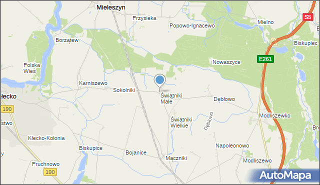 mapa Świątniki Małe, Świątniki Małe gmina Mieleszyn na mapie Targeo